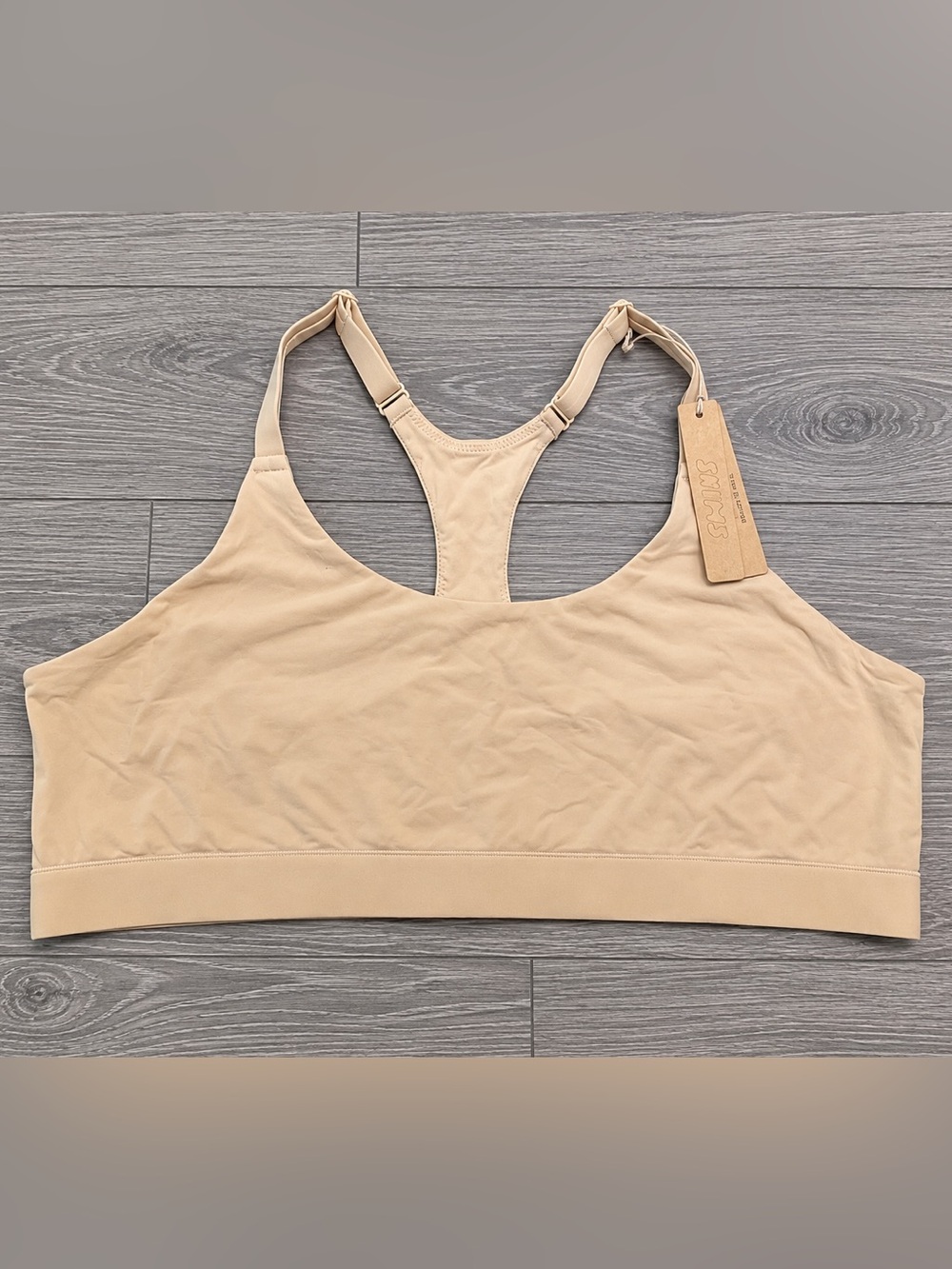 SKIMS Fits Everybody Racerback Scoop Bralette Sand 4X NWT BR-SCN-1712